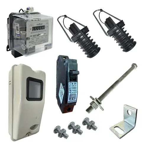 Materiales de un empalme: medidor, caja, protección, anclajes y pernos