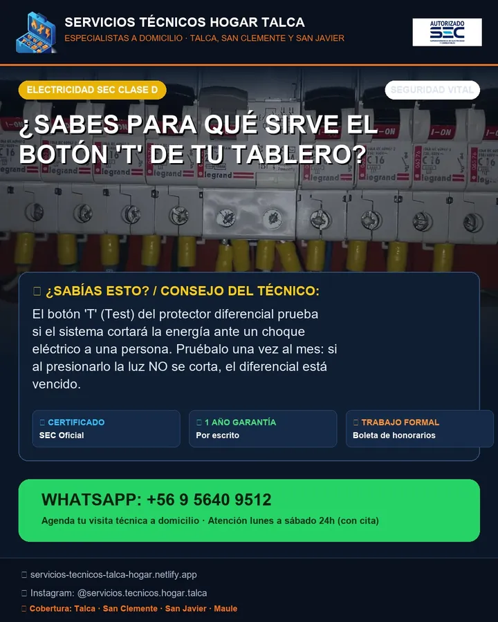 Pieza informativa sobre el botón T del diferencial