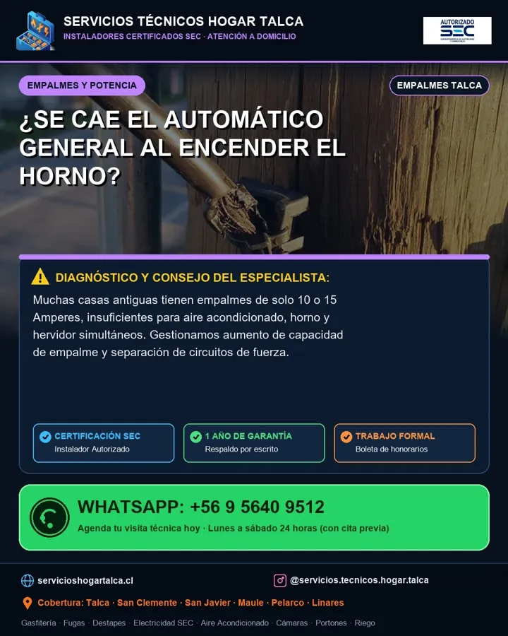 Anuncio educativo sobre el automático general que se cae al encender el horno
